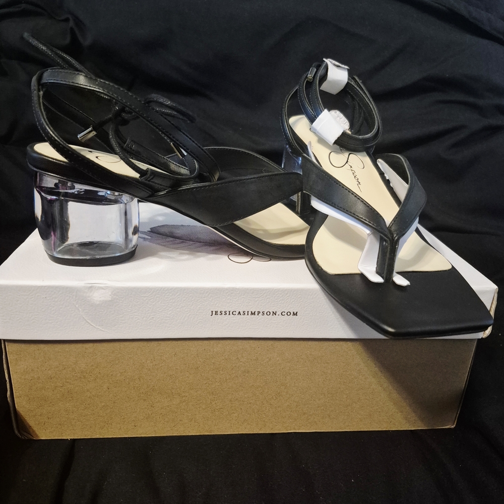 Jessica Simpson Tie‎ Up Black and Clear Heels